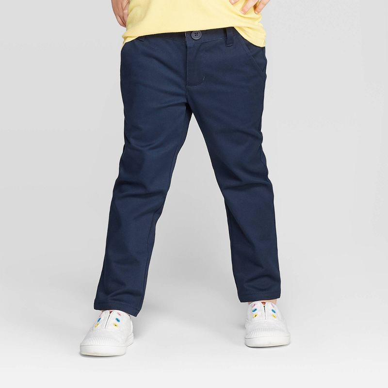 Toddler Girls' Uniform Skinny Stretch Twill Pants - Cat & Jack™ Fighter Pilot Blue 3T