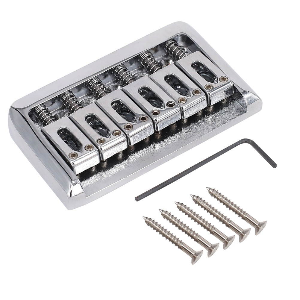 65mm Fixed Saddle Bridge Plate with Screws and Wrench for Electric Guitar Accessories Guitar Parts (Silver)