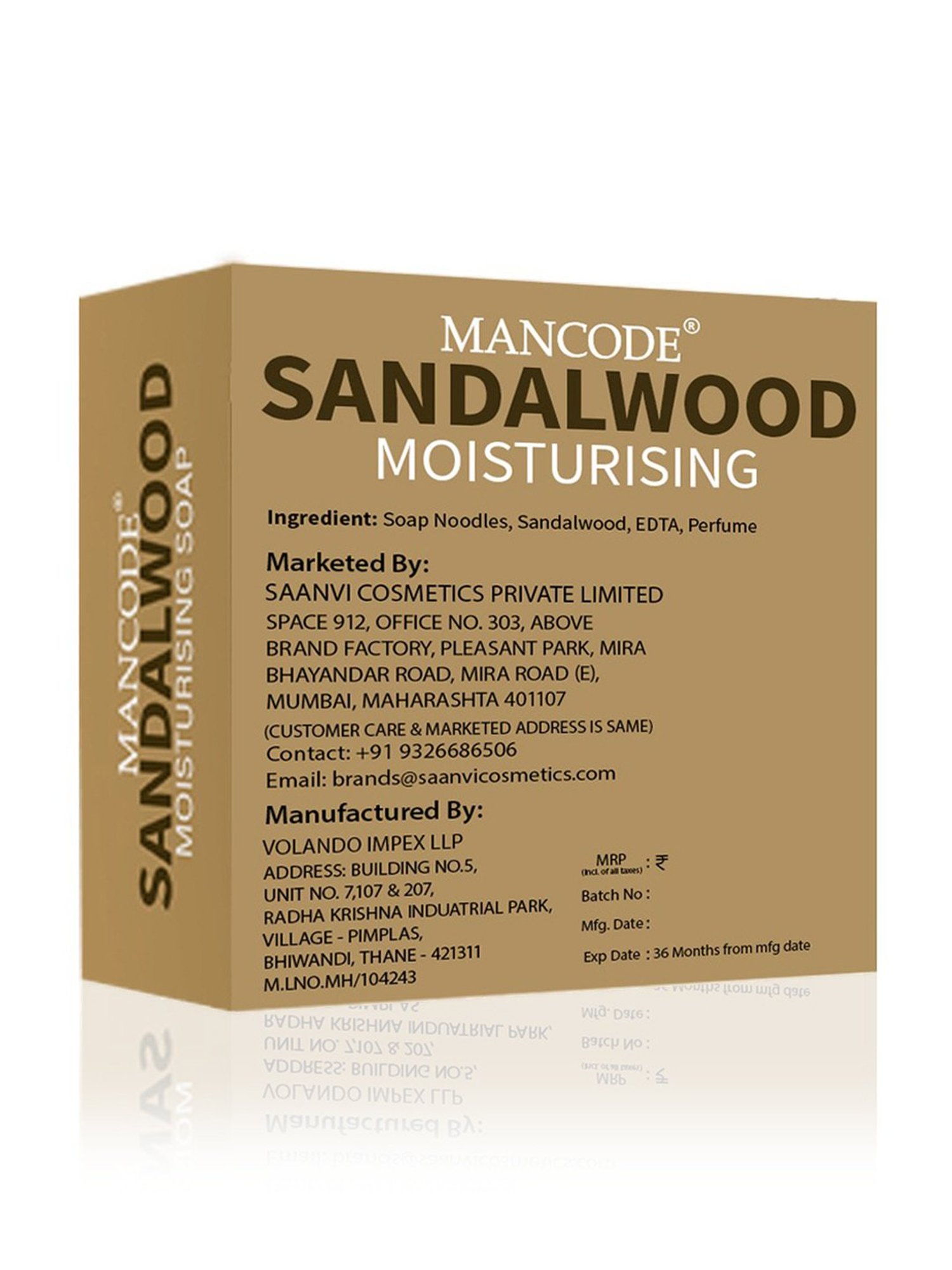 Mancode Moisturising Sandalwood Soap - 125 gm