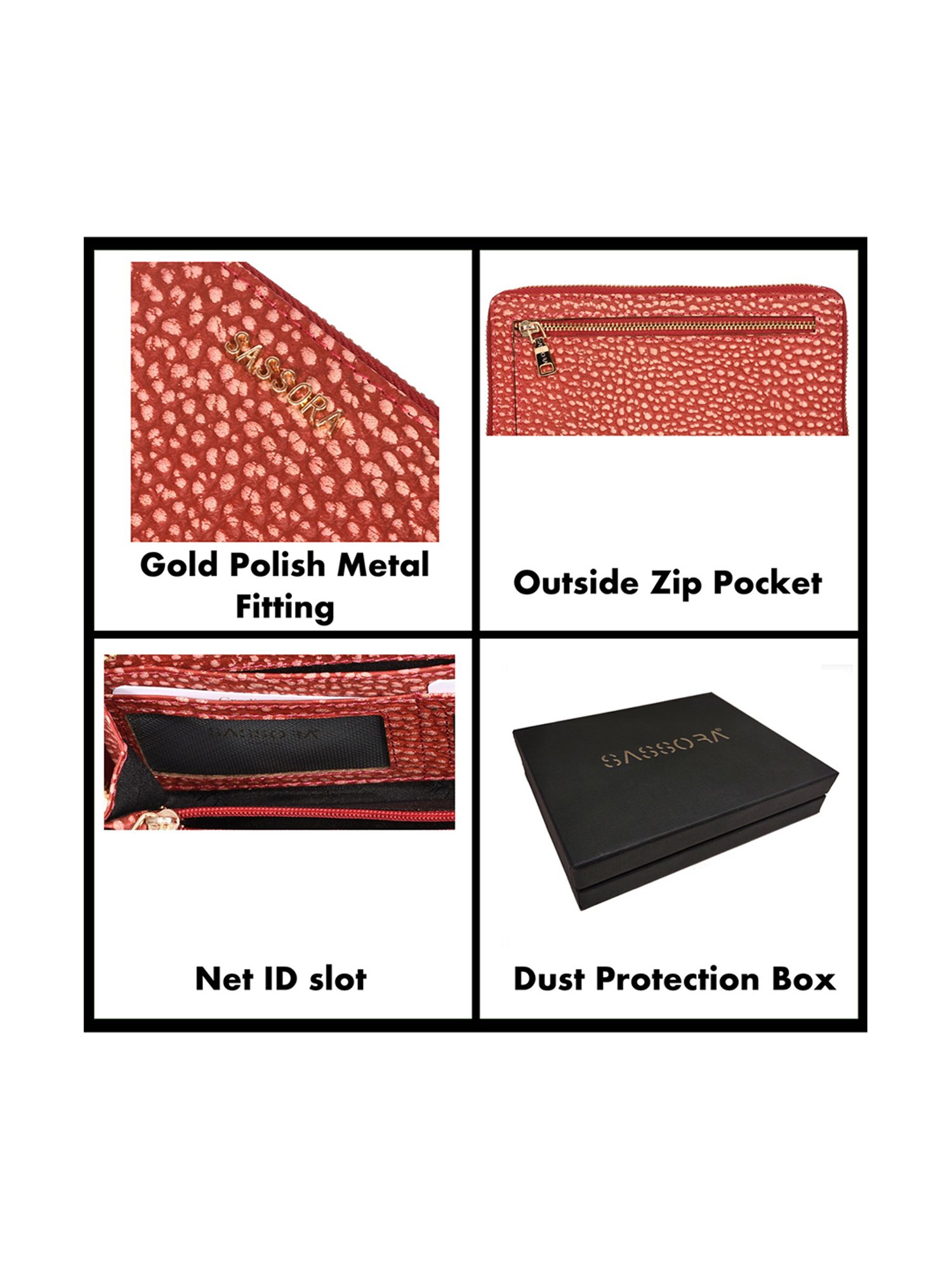 SASSORA Red Printed Rfid Wallet for Women