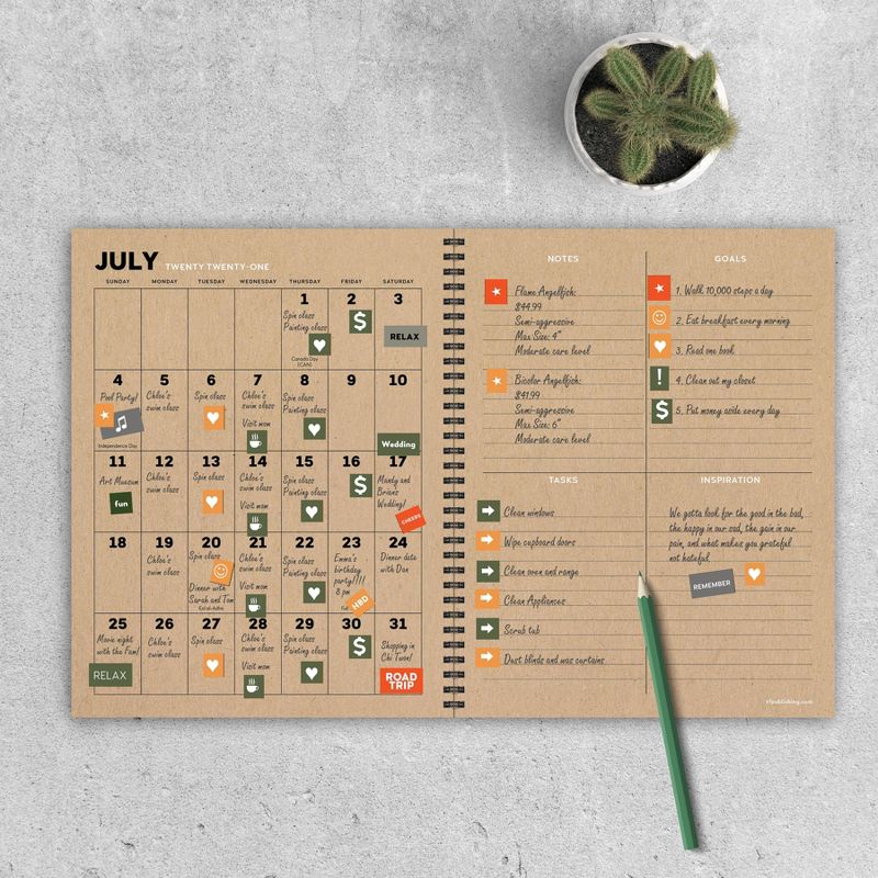 2021-22 Academic Planner 8.5" x 11" Burnt Wood Daily/Weekly/Monthly - The Time Factory