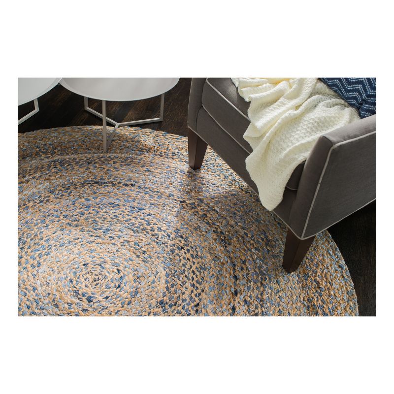 Kerala Denim & Jute Area Rug Round (4'x4') - Anji Mountain