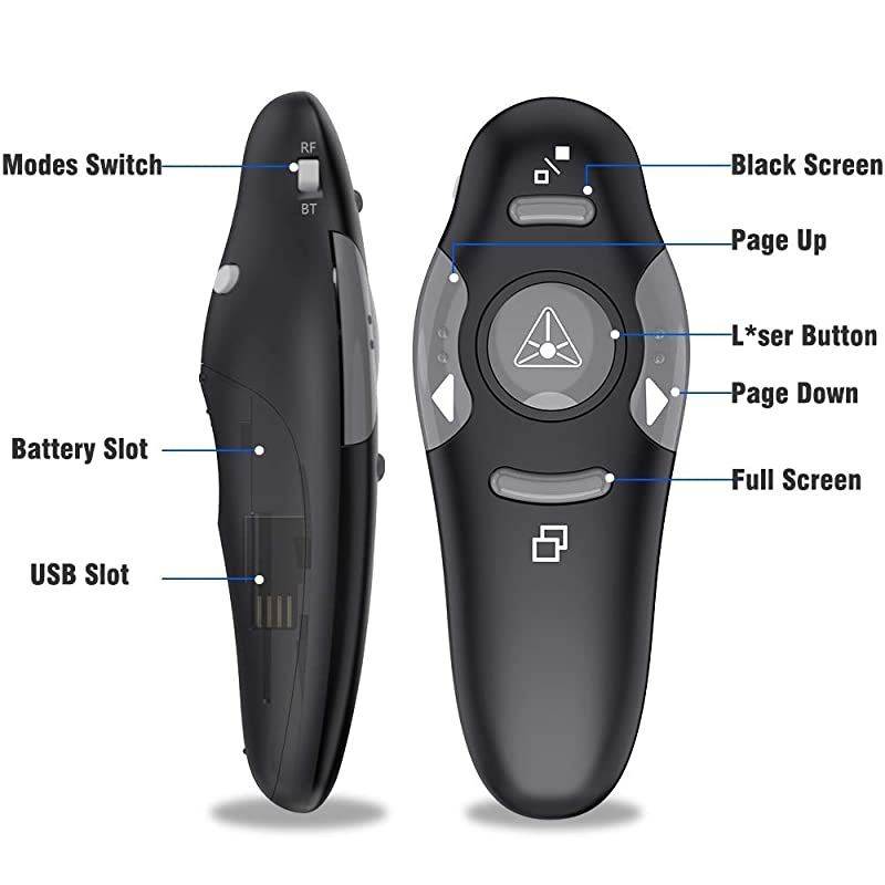 Presentation Clicker Wireless Presenter Remote Clicker for PowerPoint Presentation Remote, RF 2.4GHz USB Presentation Clicker PPT PowerPoint Clicker for Mac, Keynote, Computer, Laptop