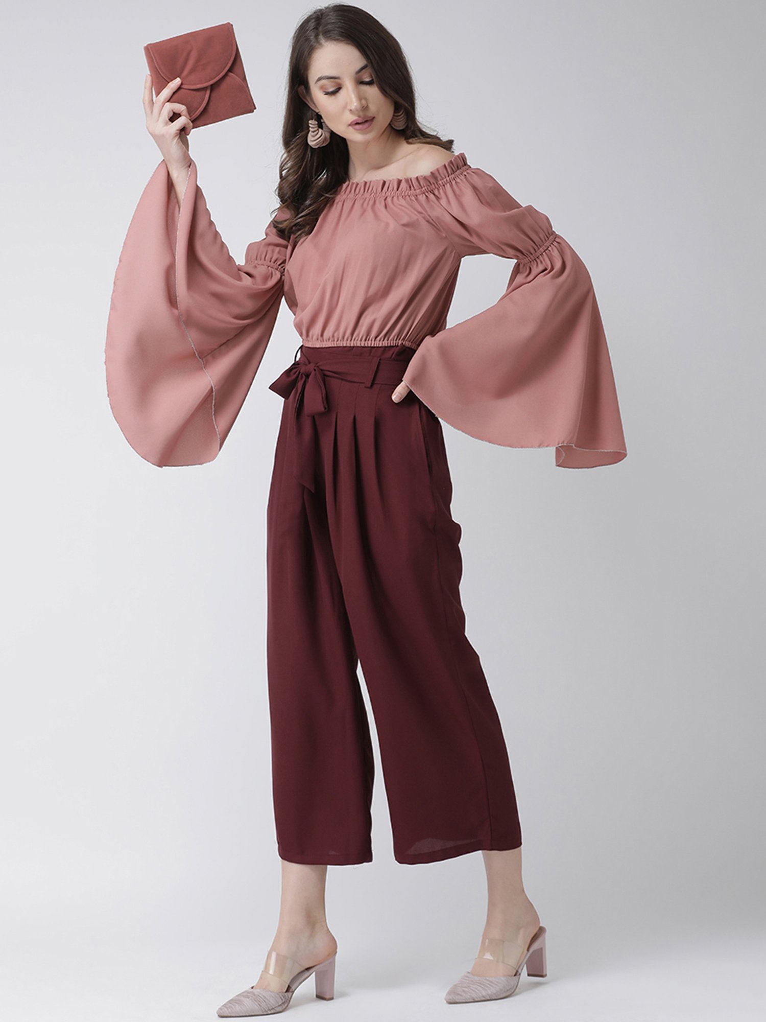 KASSUALLY Pink Relaxed Fit Crop Top