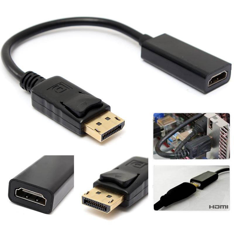 New DP Displayport Male to HDMI Female Cable Converter Adapter 1080P for PC HP/DELL