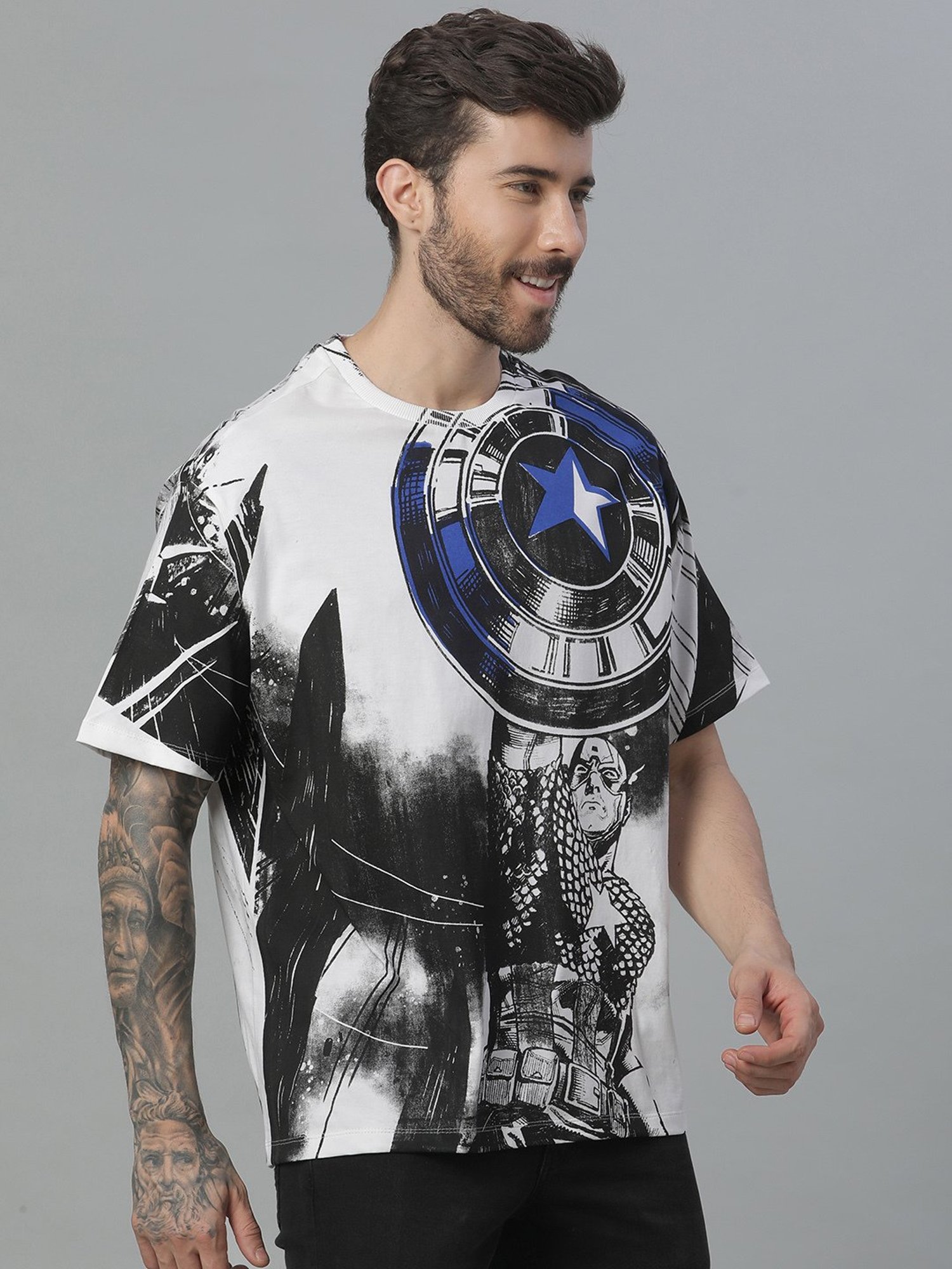 Free Authority White Loose Fit Printed T-Shirt