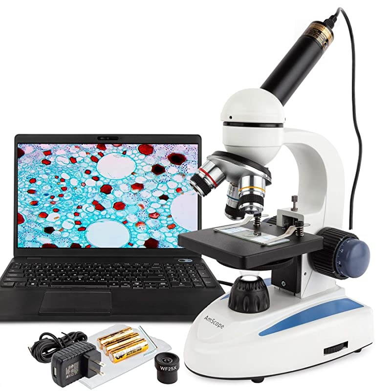 40X1000X Biology Science Metal Glass Student Microscope with USB Digital Imager