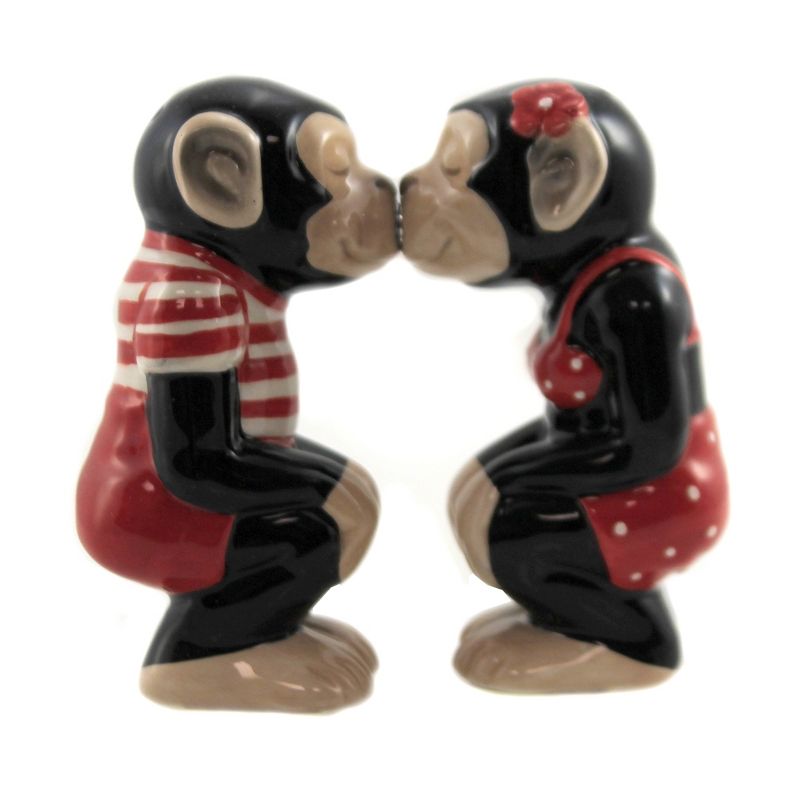 Tabletop 3.75" Kissing Chimpanzees Salt Pepper Magnetic Chimps Valentines Love Pacific Enterprise, Llc  -  Salt And Pepper Shaker Sets