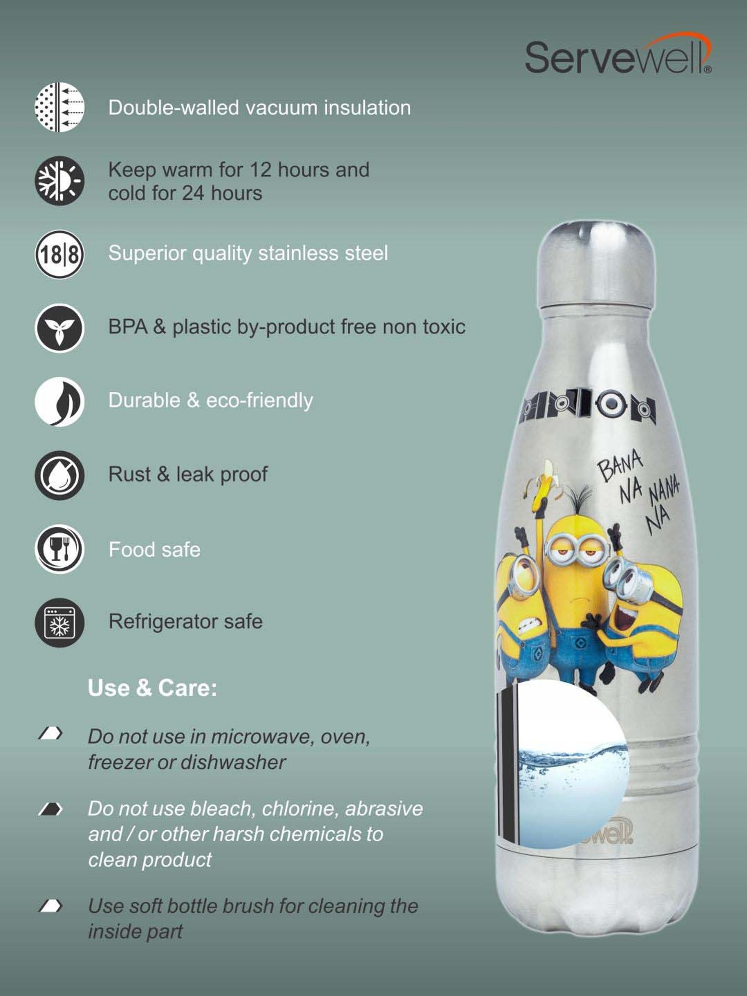 Milton Elfin Silver Stainless Steel Insulated Water Bottle (160 ml) - Set of 1