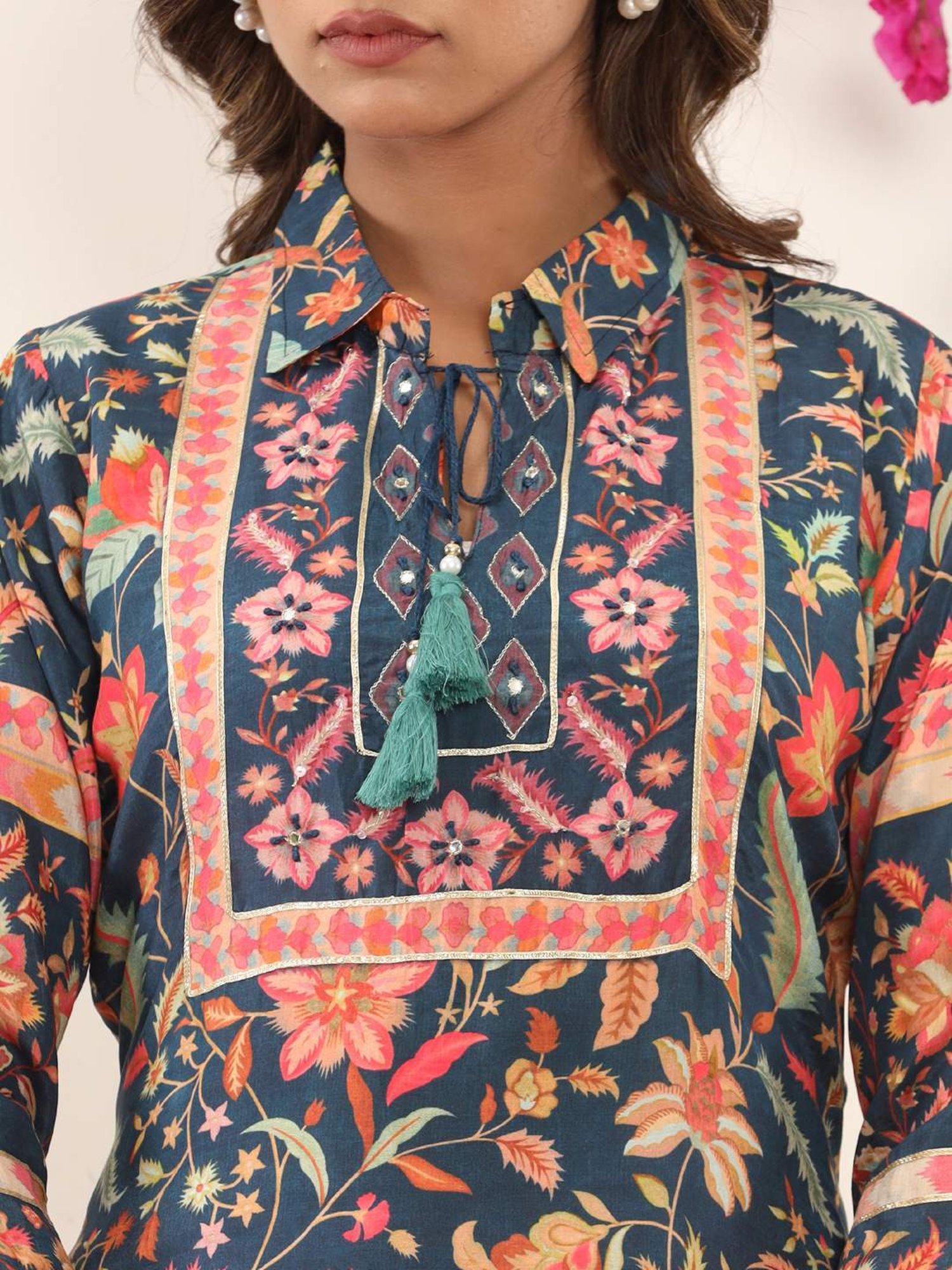 READIPRINT FASHIONS Blue Floral Print Kurta Salwaar Set