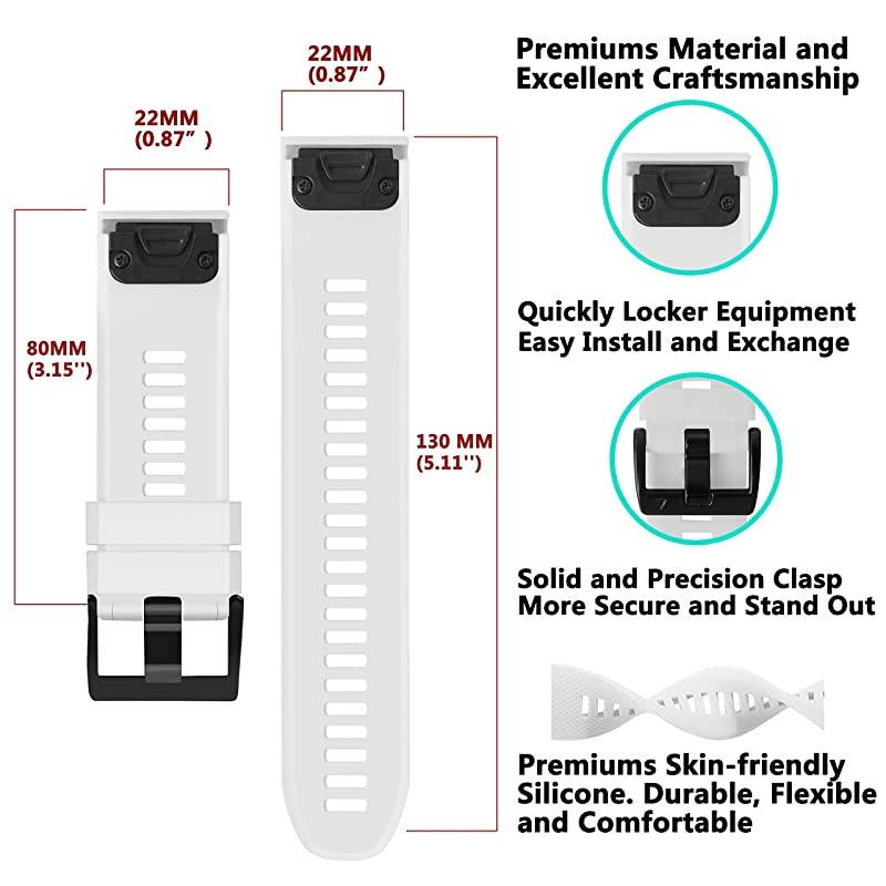 Bands Compatible with Garmin Fenix 5 and Fenix 5 Plus Watch Strap Replacement Silicone Band for Forerunner 935, 945, Approach S60, Not Fit 5X, 5S