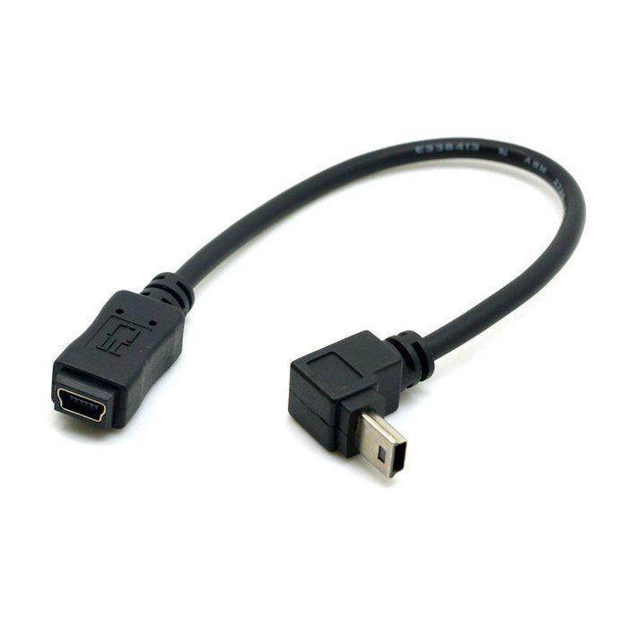 2pcs 90 Degree Up & Down Direction Angled Mini USB 5 Pin Male to Female Cable
