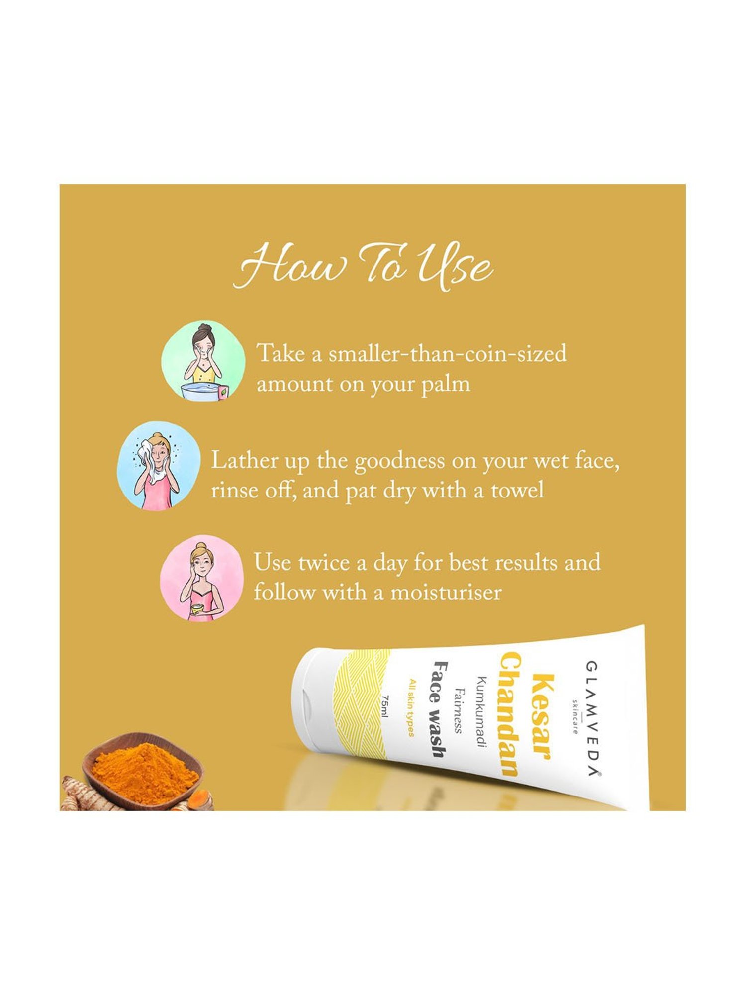 Glamveda Kesar Chandan Kumkumadi Fairness Face wash - 75 ml