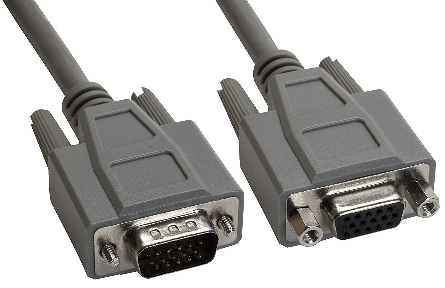 Amphenol CS-DSPMHD15MF-015 15-Pin HD15 Premium D-Sub Cable, Shielded, Male/Female, 15', Gray