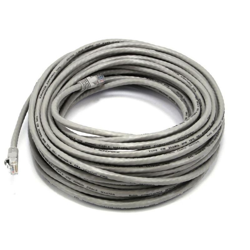Monoprice Cat6 Ethernet Patch Cable - 50 Feet - Gray | Network Internet Cord - RJ45, Stranded, 550Mhz, UTP, Pure Bare Copper Wire, 24AWG