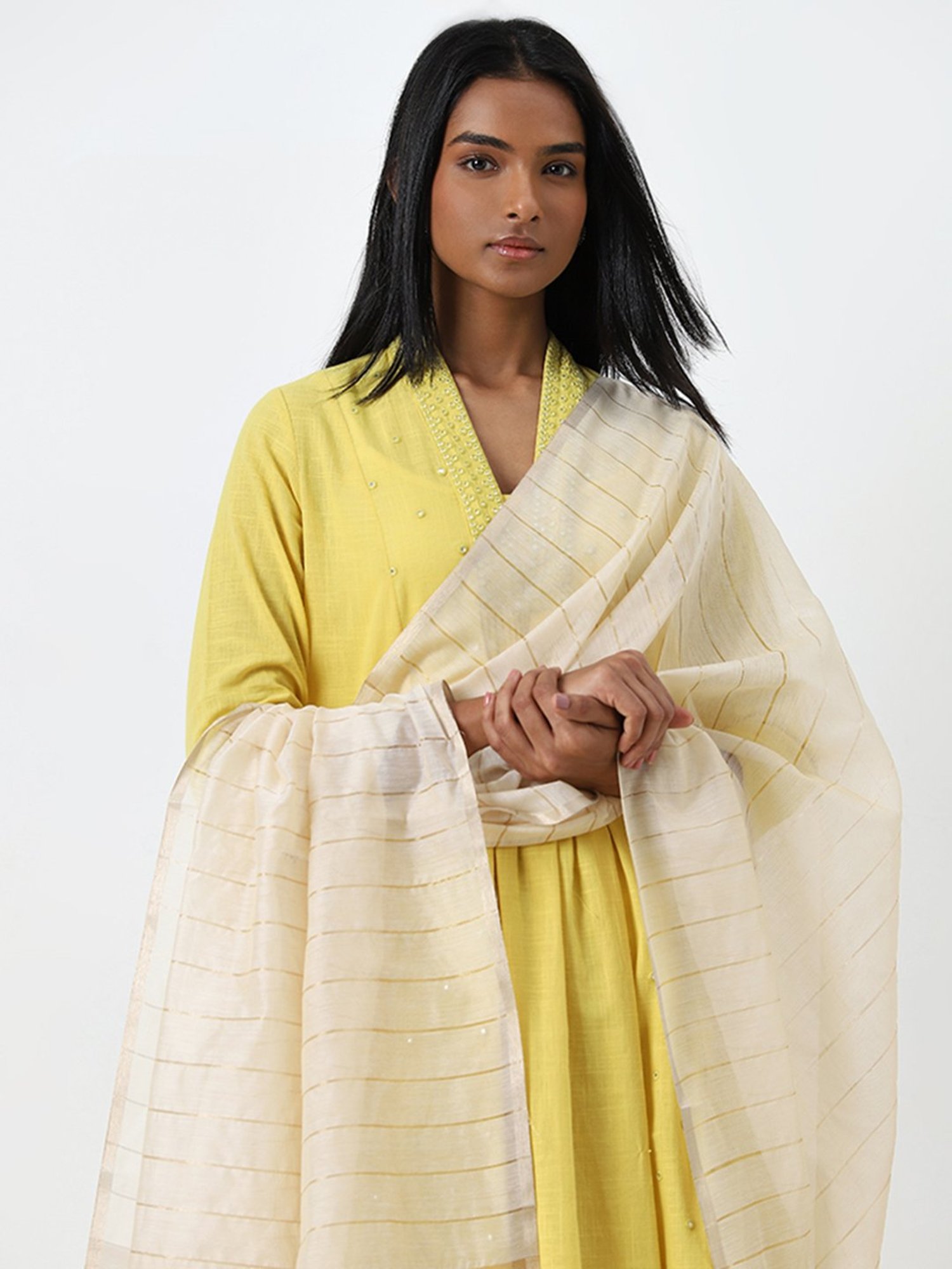 Utsa by Westside Off-White Chanderi Dupatta