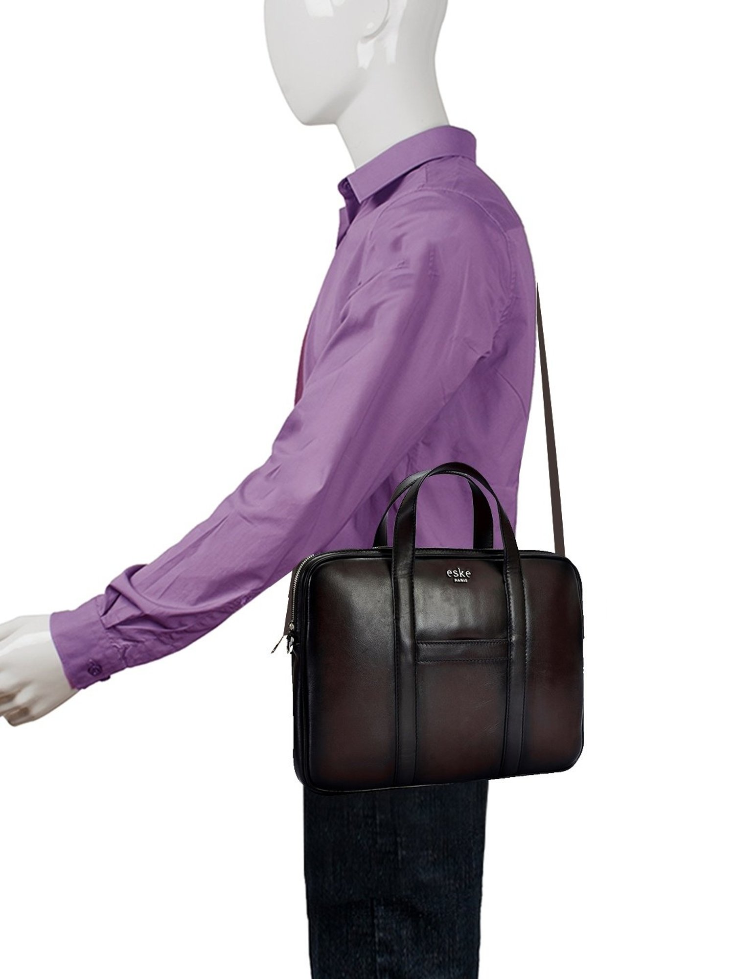 Eske Clark Dark Brown Leather Medium Laptop Messenger Bag