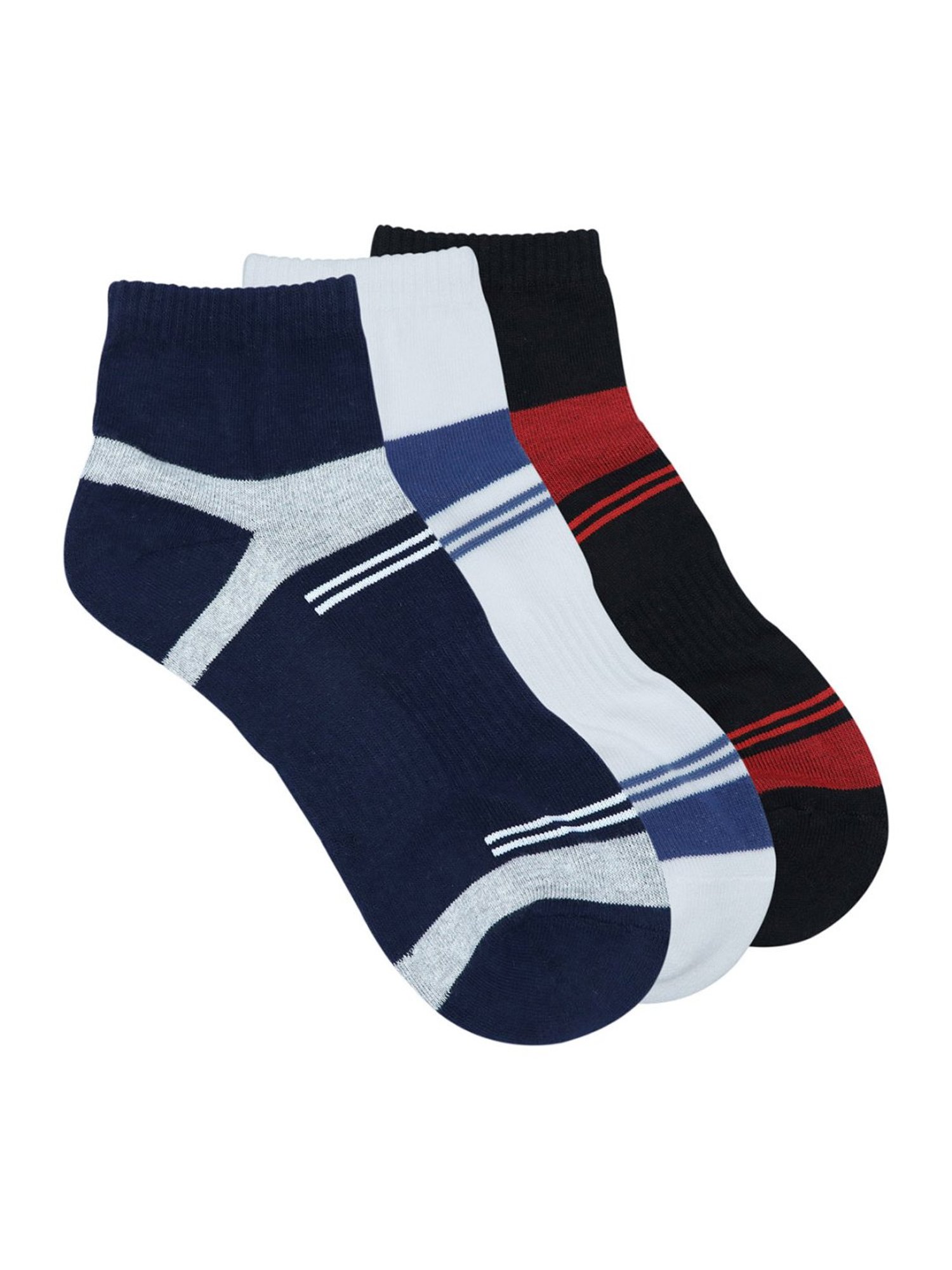BALENZIA Cotton Striped High Ankle Sports Socks (Pack Of 3)