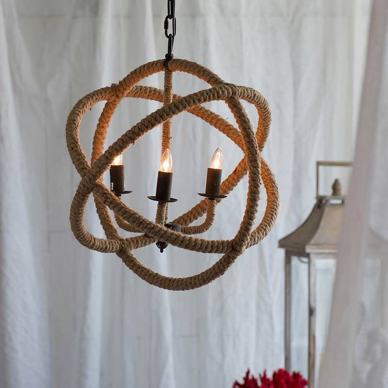Cade 3-Light Roped Chandelier Taupe - A&B Home