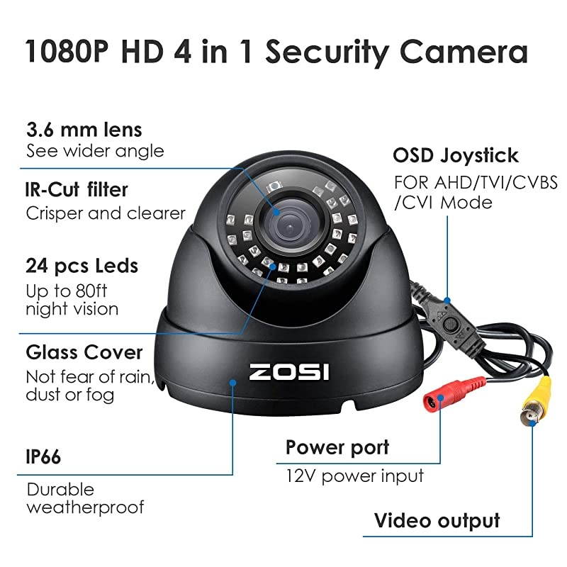 20 Megapixel 1080P 1920TVL 4in1 TVICVIAHD960H CCTV Camera80ft Night Vision Indoor OutdoorAluminum Metal Housing for 960H720P1080P5MP Lite5MP4K Home Surveillance DVR Security System