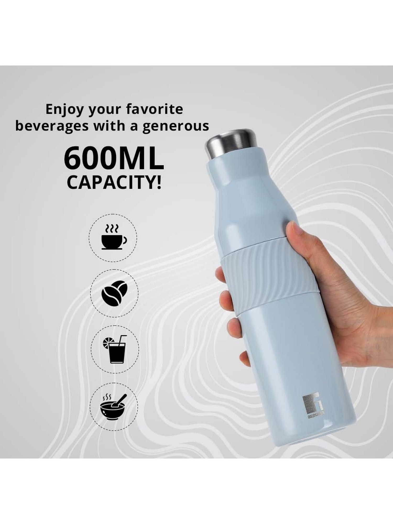 Bergner Walking Blue Stainless Steel Thermosteel Hot and Cold Bottle (0.6 L)