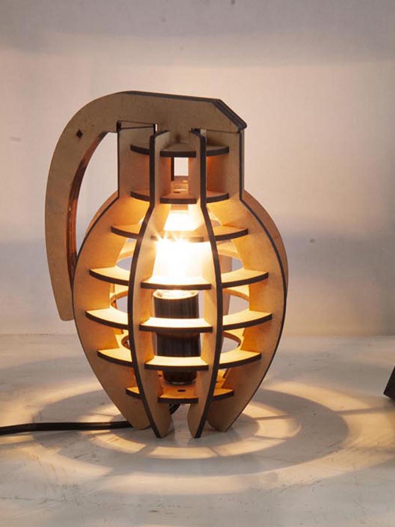 Kapoor E Illuminations Greno Brown MDF Table Lamp - Set of 1