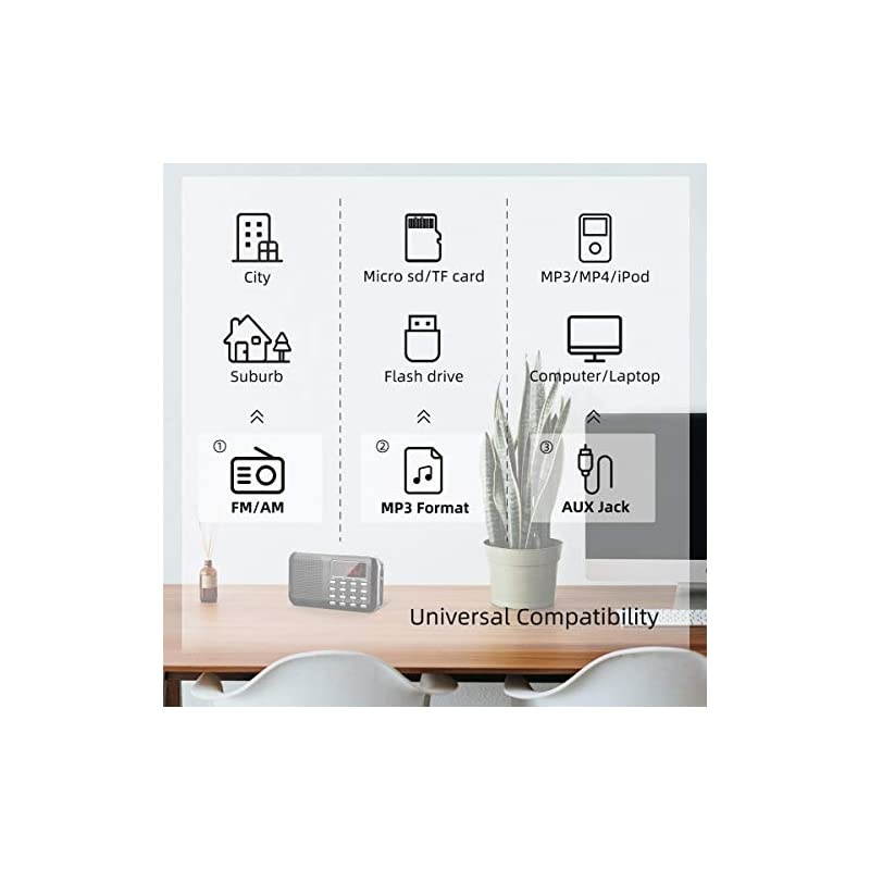 Mini Portable Radio AM FM Pocket Radio with LED Flashlight Digital Radio Speaker Support Micro SDTF CardUSB Auto Scan Save 1200mAh Rechargeable Battery Operated by Latest Version