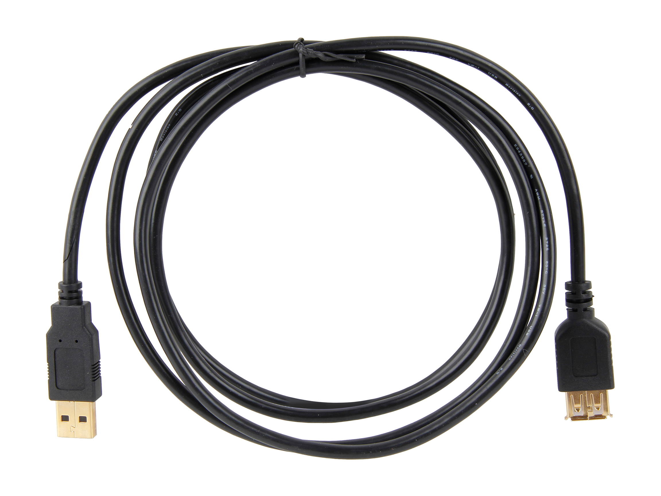 Coboc CL-U2-AAMF-6-BK 6 ft. High Speed USB 2.0 A Male to A Female Extension Cable, Gold Plated, Black