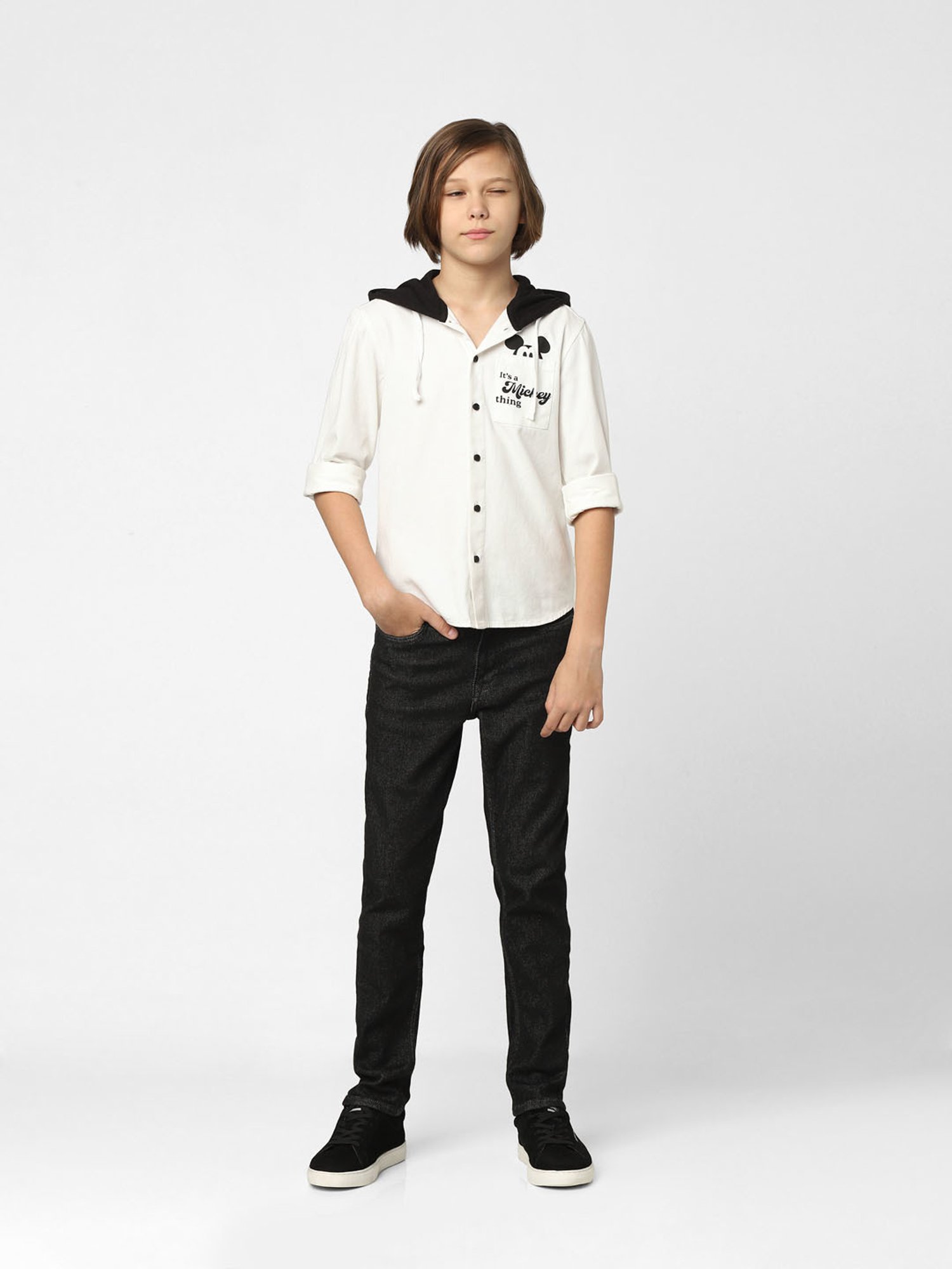 Jack & Jones Junior White Solid Full Sleeves Shirt
