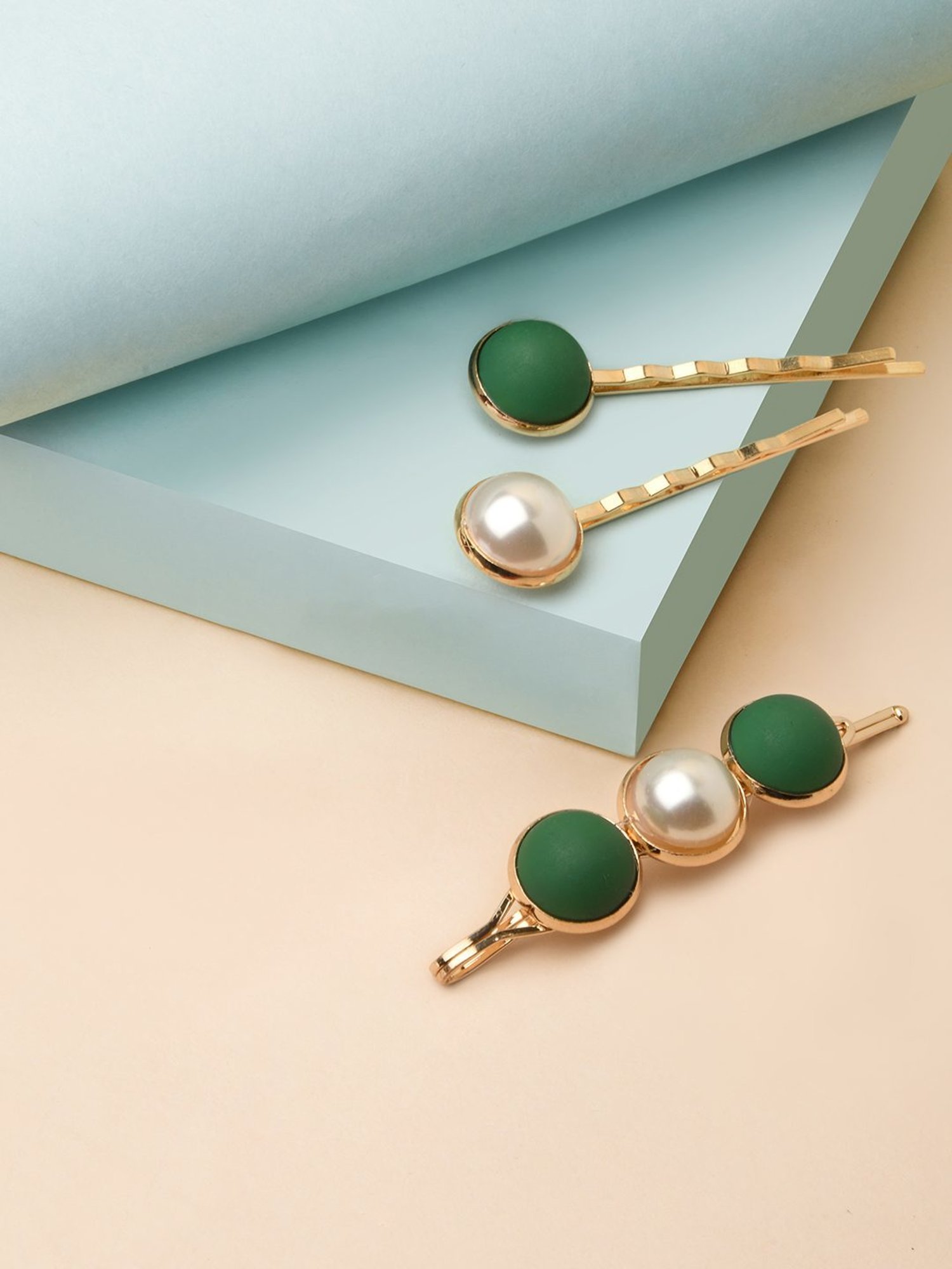 Golden Embellished Hair Clip - Set of 3