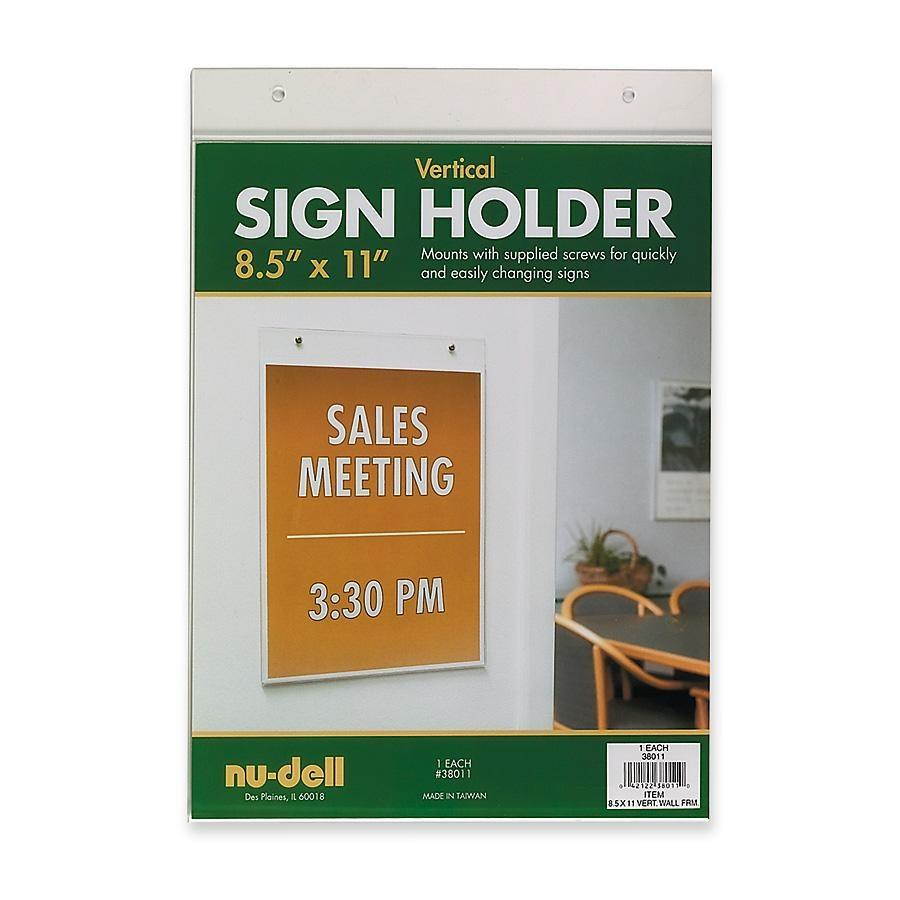 Nudell Wall Sign Holder Vertical 8-1/2"x11" Clear 38011