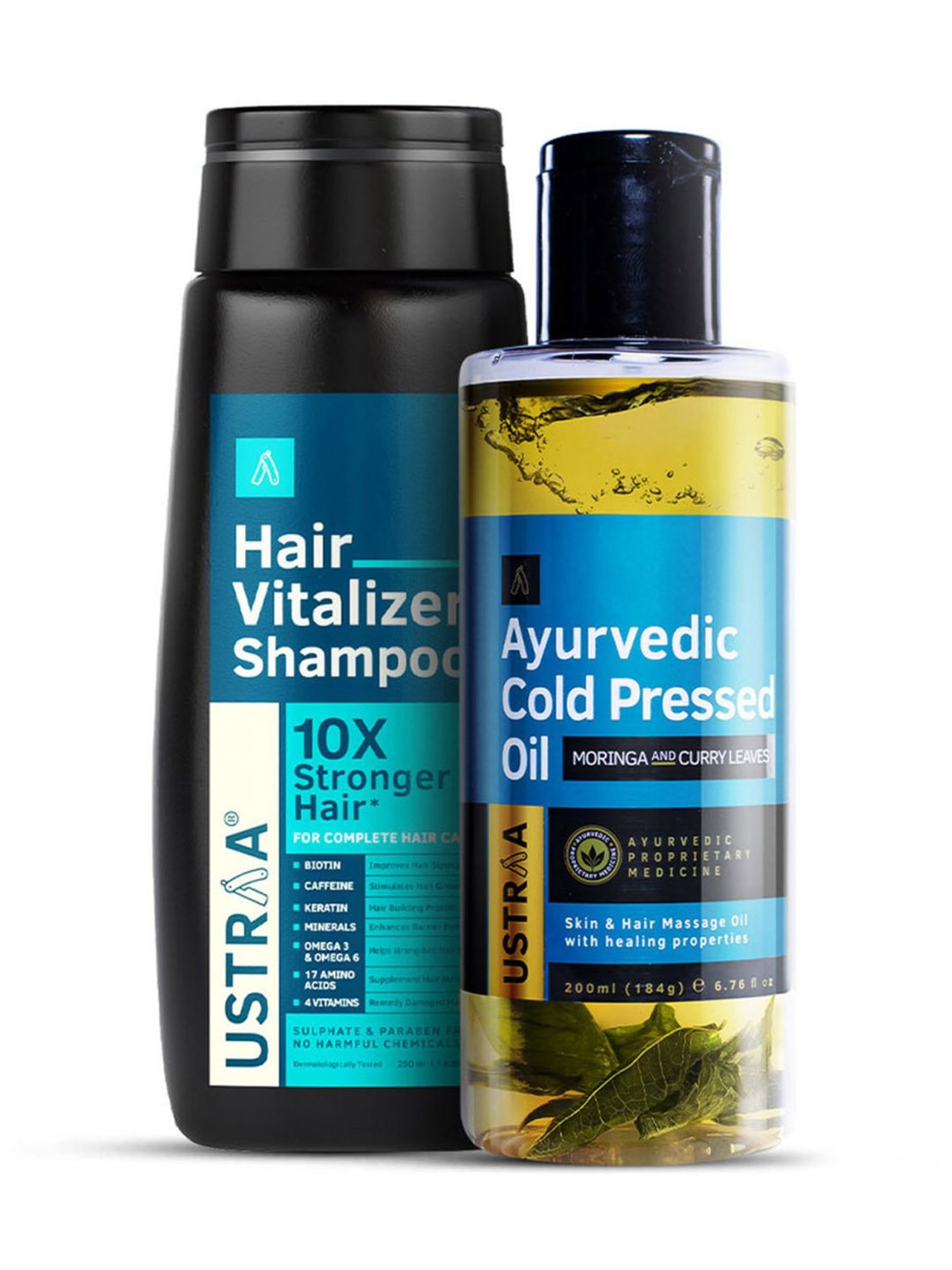 Ustraa Ayurvedic Beard Growth Oil & Hair Growth Vitalizer Combo