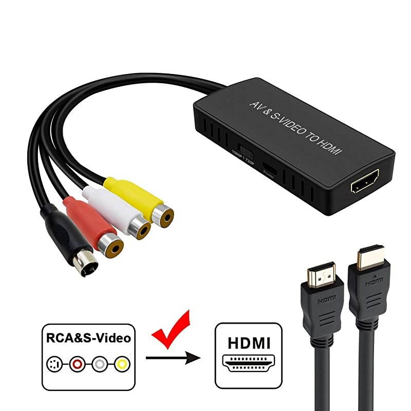 to HDMI Converter, PS2 HDMI Adapter, AV to HDMI Adapter Support 1080P, PAL/NTSC Compatible with WII, WII U, PS one, PS2, PS3, STB, Xbox, VHS, VCR, Blue-Ray DVD Players