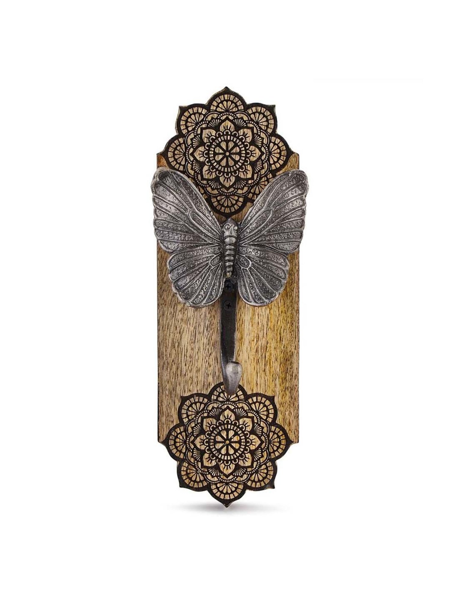 Fabindia Home Shalimaar Brown Wood Butterfly Wall Hook