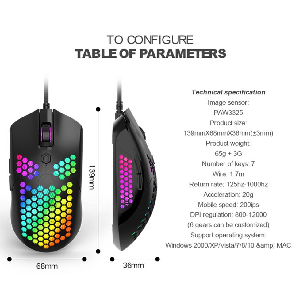 M5 Gaming Mouse 12000 DPI RGB USB Mice for Gamer USB Computer Wried Optical Mice for Computer