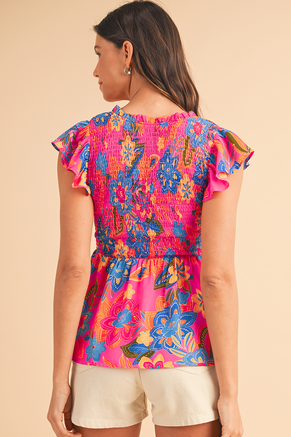 White Spotted Print Tie Neck Color Block Halter Sleeveless Shirt