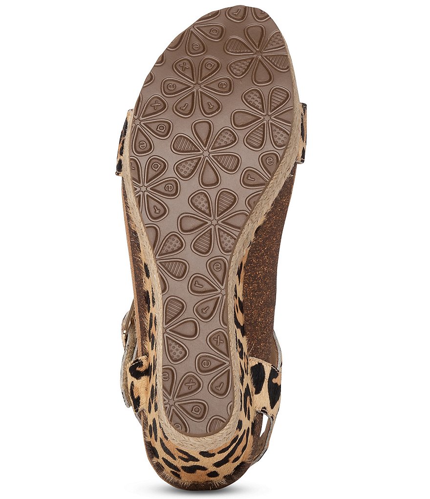 Aetrex Sydney Leopard Print Haircalf Wedge Espadrille Sandals