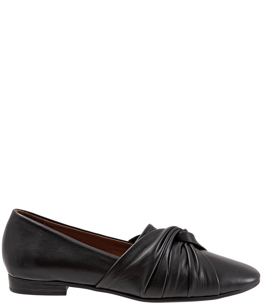 Bueno Emma Leather Pleated Knot Slip-On Flat Loafers