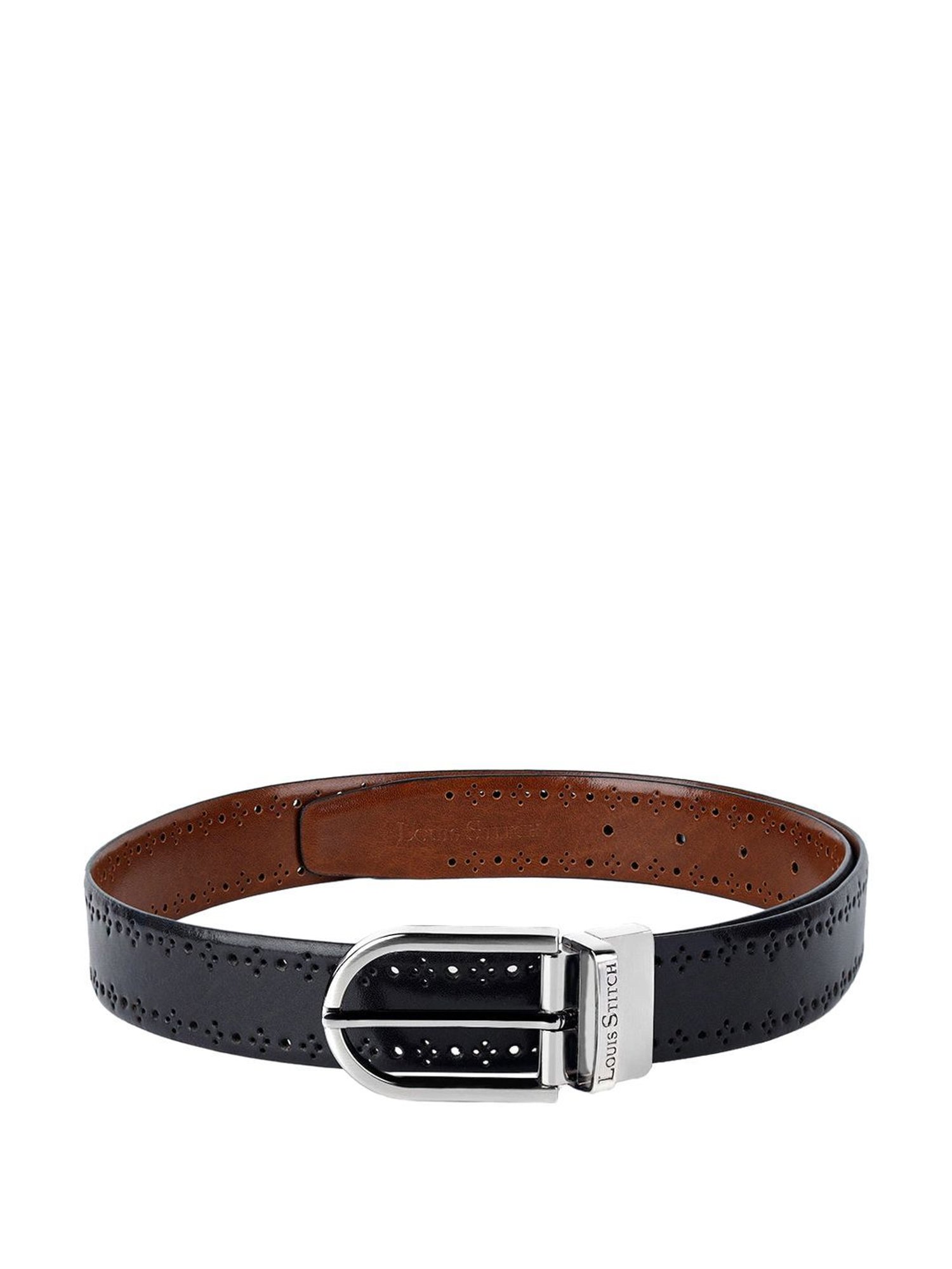 Louis Stitch Spanish Black & Brown Leather Reversible Belt For Men