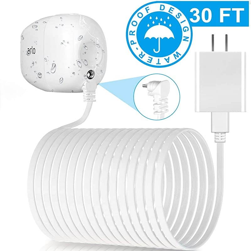 QC 3.0 Charger Brick with 30 Feet Right Angled Micro USB Power Cable,Quick Charger Power Adapter and Charging Cord,Outdoor Power Supple for Arlo Pro,Arlo Pro 2,Arlo Go,Arlo Security Light