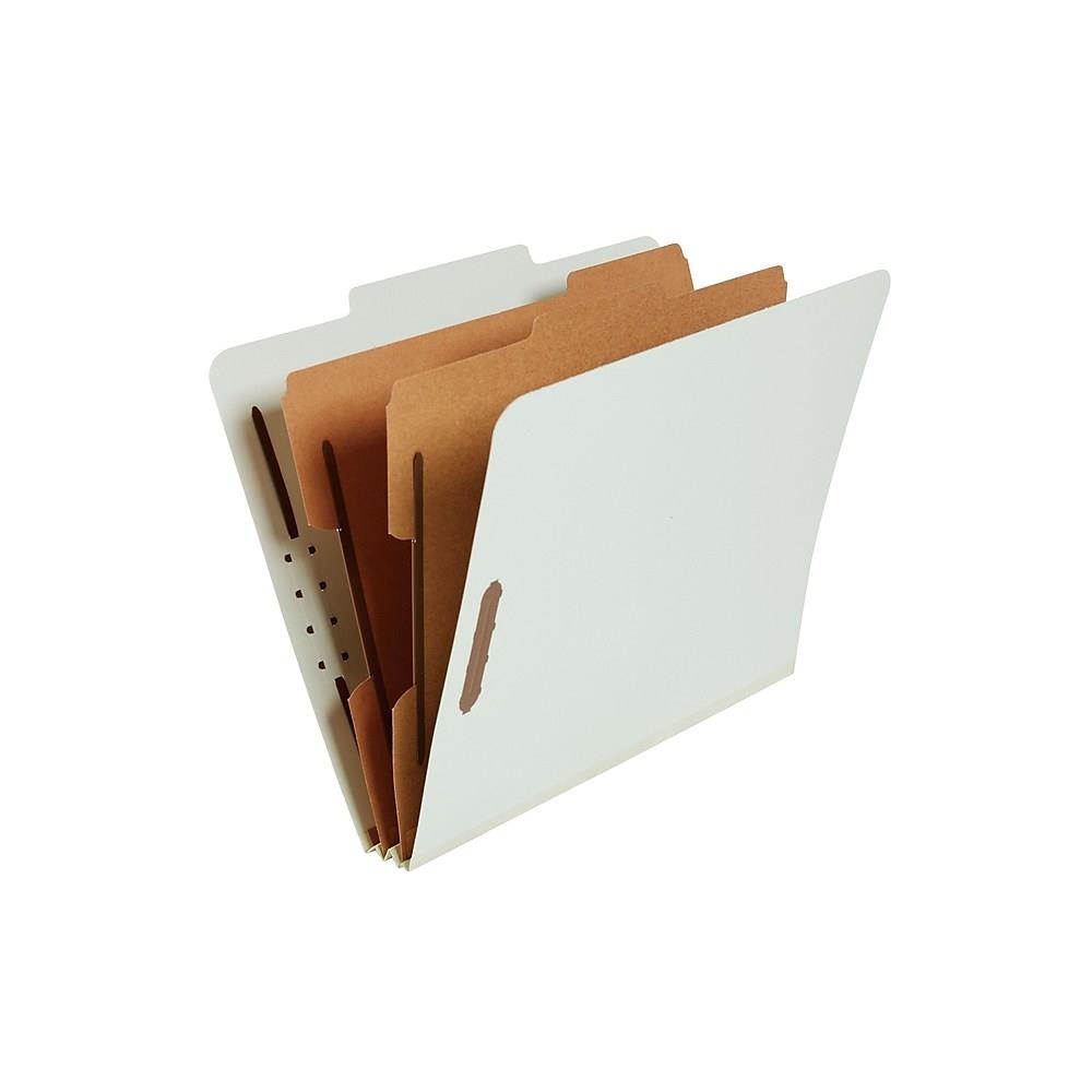 Staples Pressboard Folders 2/5-Cut Top Tab Ltr 2 Div. Lt Gy 10/BX 811394