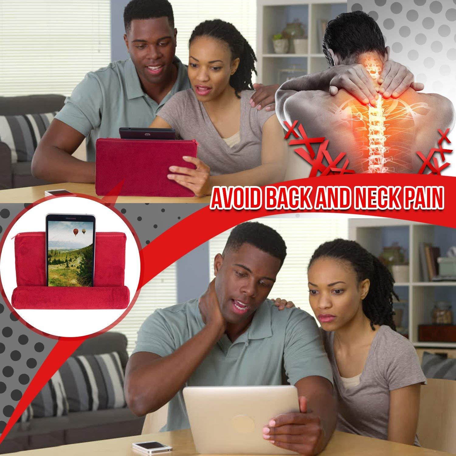 Ideas In Life Tablet Pillow for Galaxy and IPad, Plush Microfiber Mini Tablet Computer Holder Sofa Reading Stand, Self Standing or Use on Lap, Bed, Sofa, Couch. Color Black