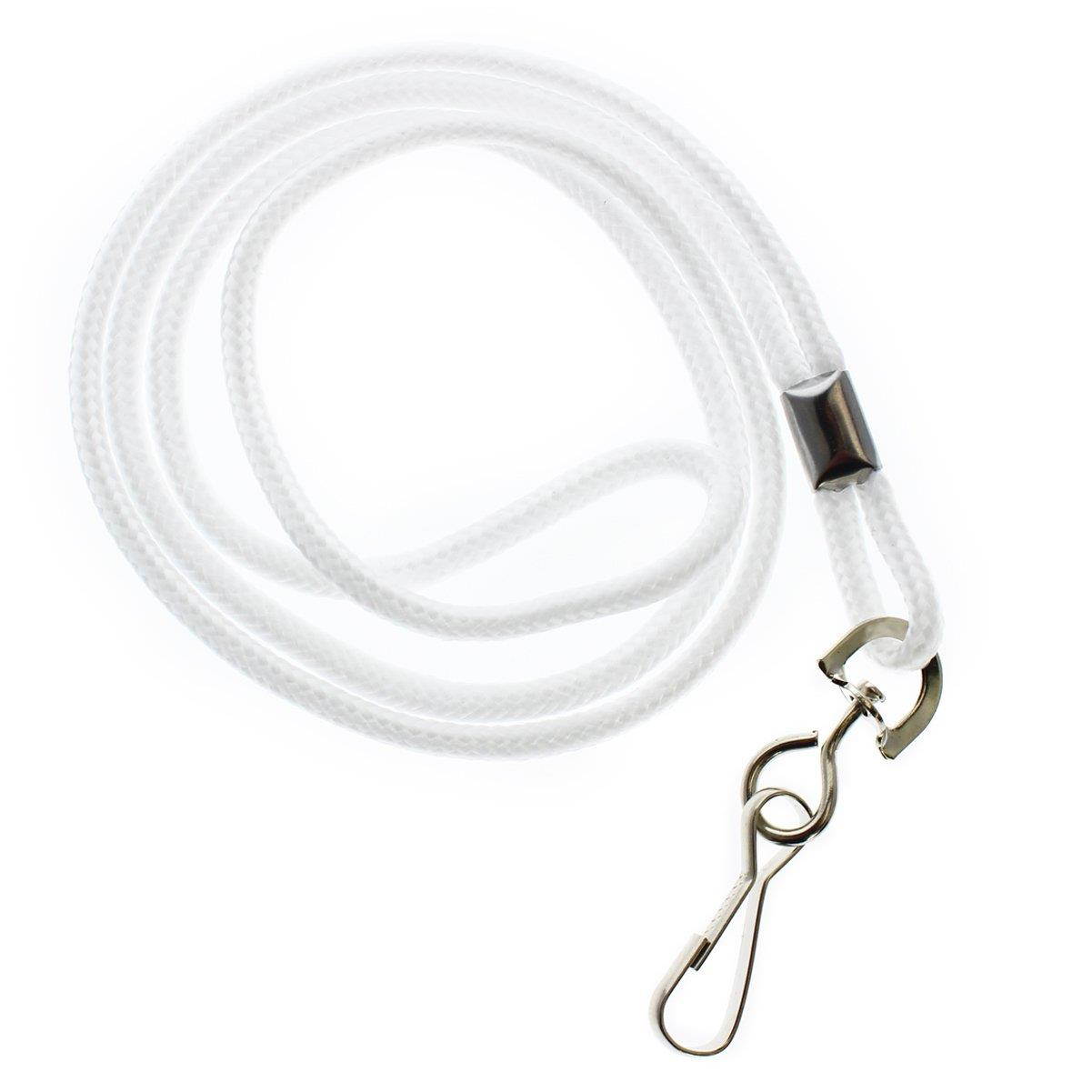 25 Pack - Premium Round ID Badge Neck Lanyards for Card Holders and Name Tags - 36 in Non-Breakaway Heavy Duty Cord & Secure Metal Swivel J Hook Clip by Specialist ID (White)