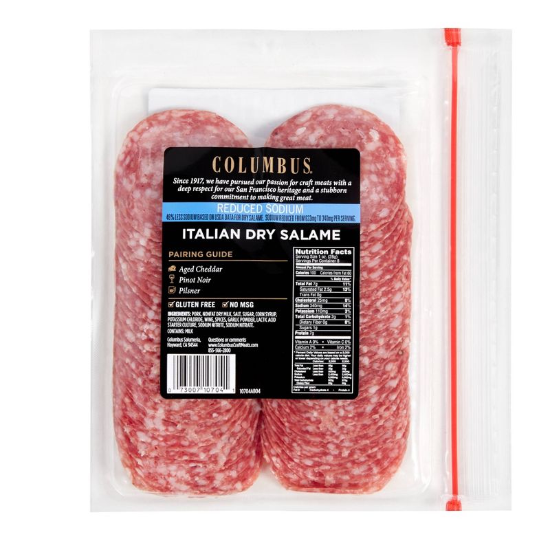 Columbus Reduced Sodium Italian Dry Salame Deli Meats - 8oz