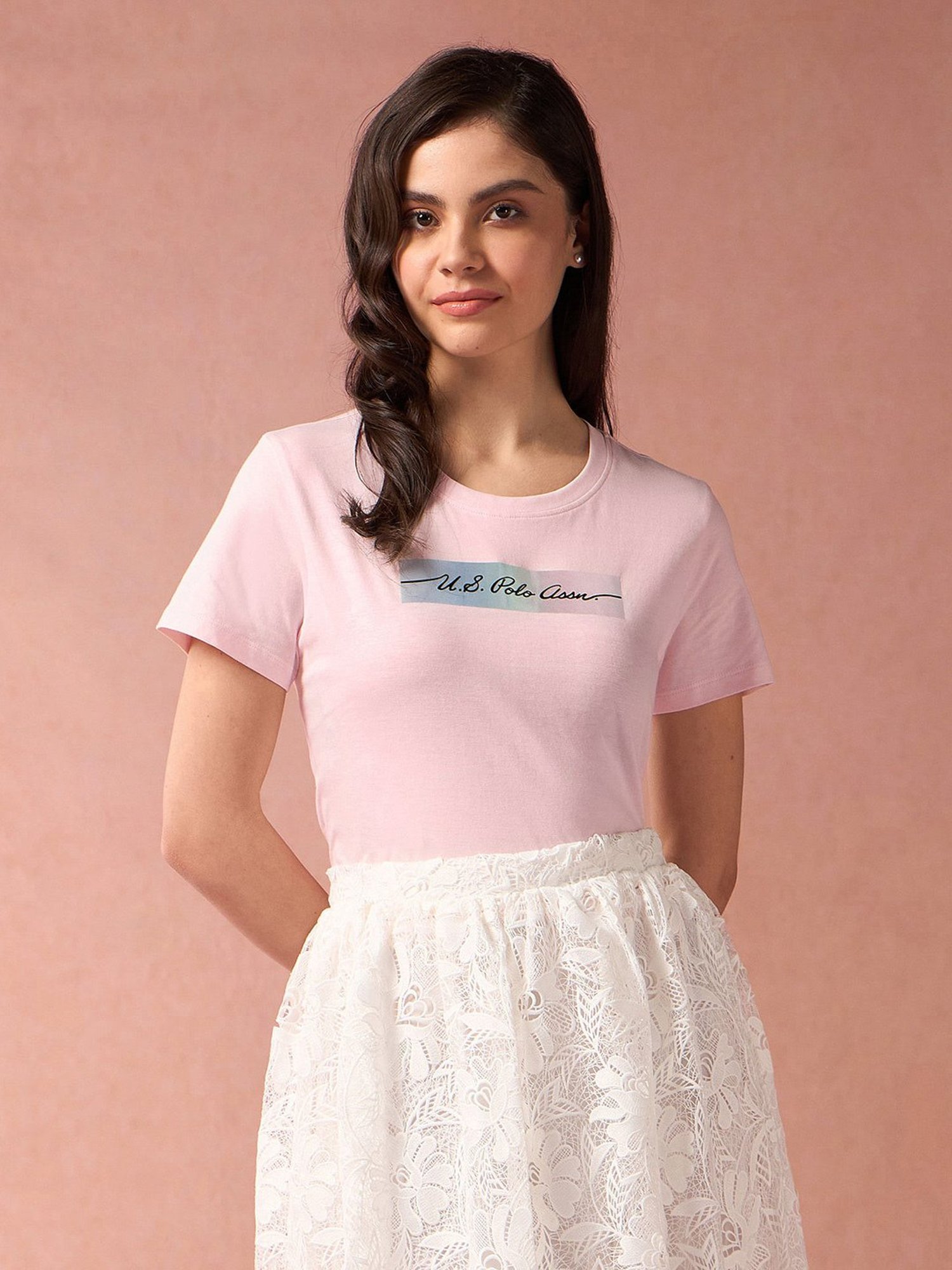 U.S. Polo Assn. Pink Graphic Print T-Shirt