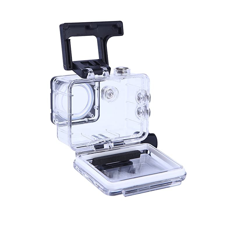 Action Camera Waterproof Case for AKASO EK7000 EK5000/ DBPOWER/Lightdow/Campark/WIMIUS/EKEN/ SJ4000/ ODRVM/Lightdow/APEMAN/NEXGADGET with Anti-Fog Inserts (Clear)