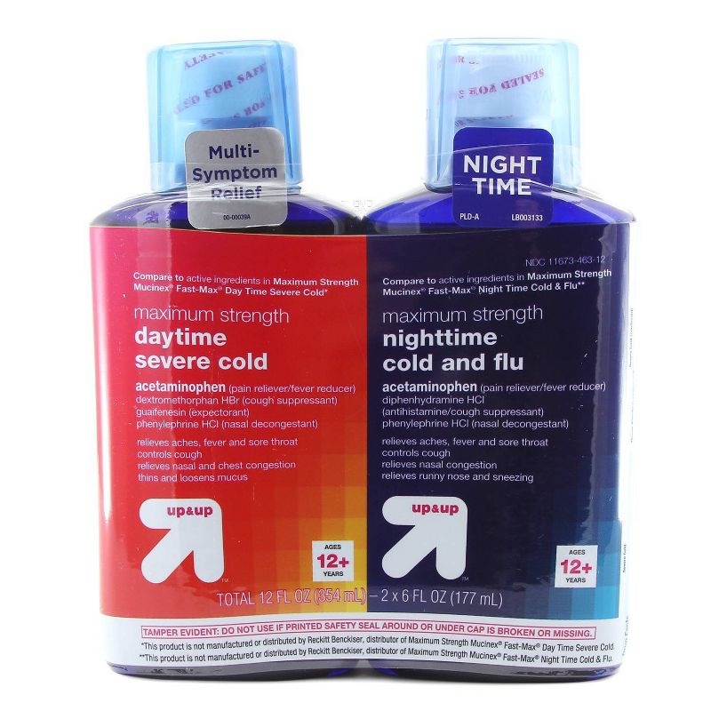 Maximum Strength Daytime & Nighttime Severe Cold & Flu Relief Liquid - 2pk/12 fl oz - up & up™