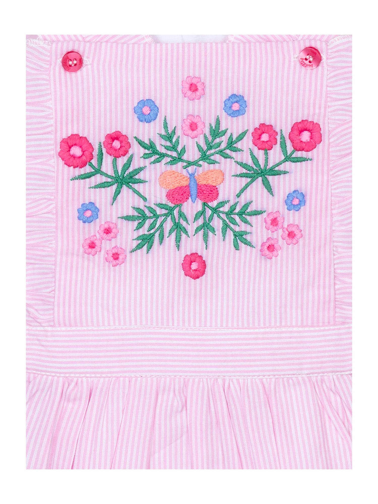 Budding Bees Kids Pink & White Embroidered T-Shirt with Romper