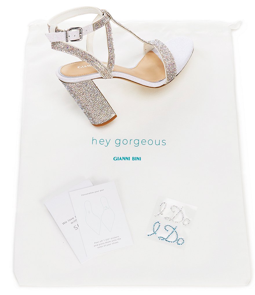 Gianni Bini Bridal Collection Brinslie Rhinestone Embellished T-Strap Dress Sandals