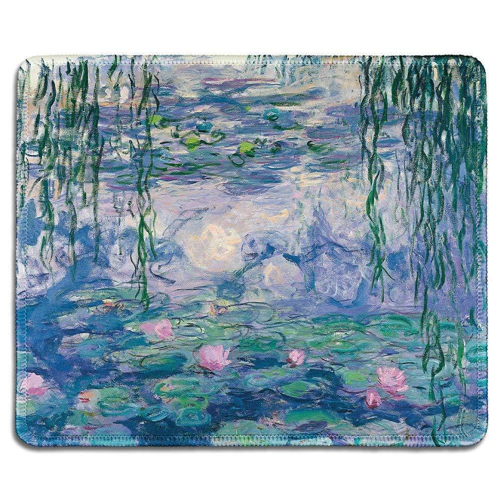 dealzEpic - Art Mousepad - Natural Rubber Mouse Pad with Famous Fine Art Painting of Waterlilies by Claude Monet - Stitched Edges - 9.5x7.9 inches